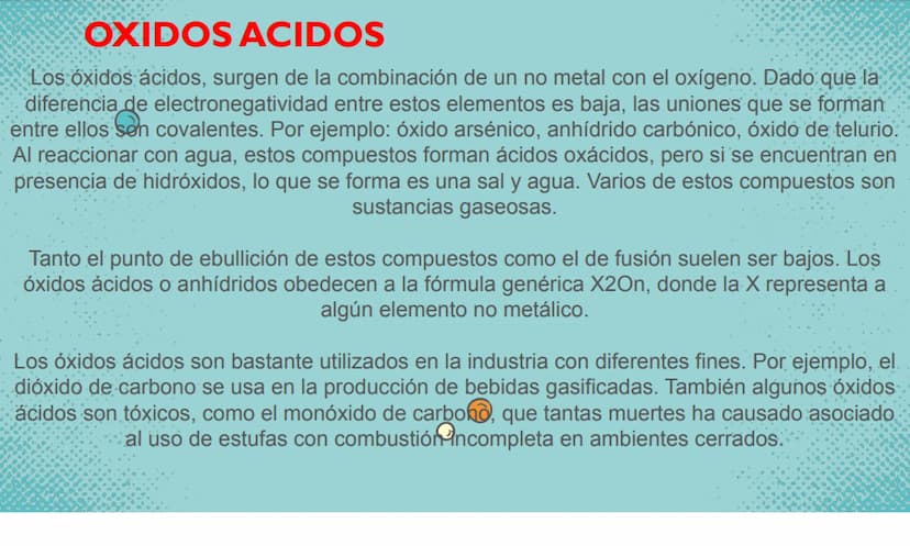 LOS ÓXIDOS QUE ES UN ÓXIDO.
Un óxido es un compuesto químico, compuesto por por lo menos un átomo de oxígeno y un
átomo de cualquier otro co