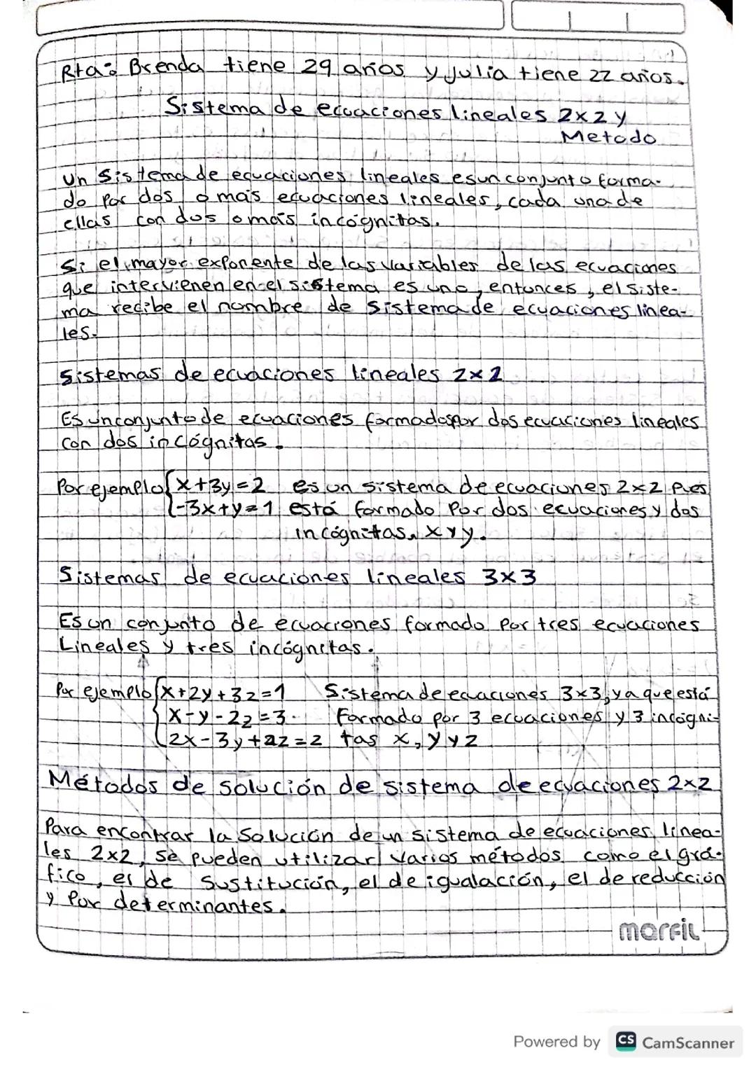 Sistemas de ecuaciones linales 2x2