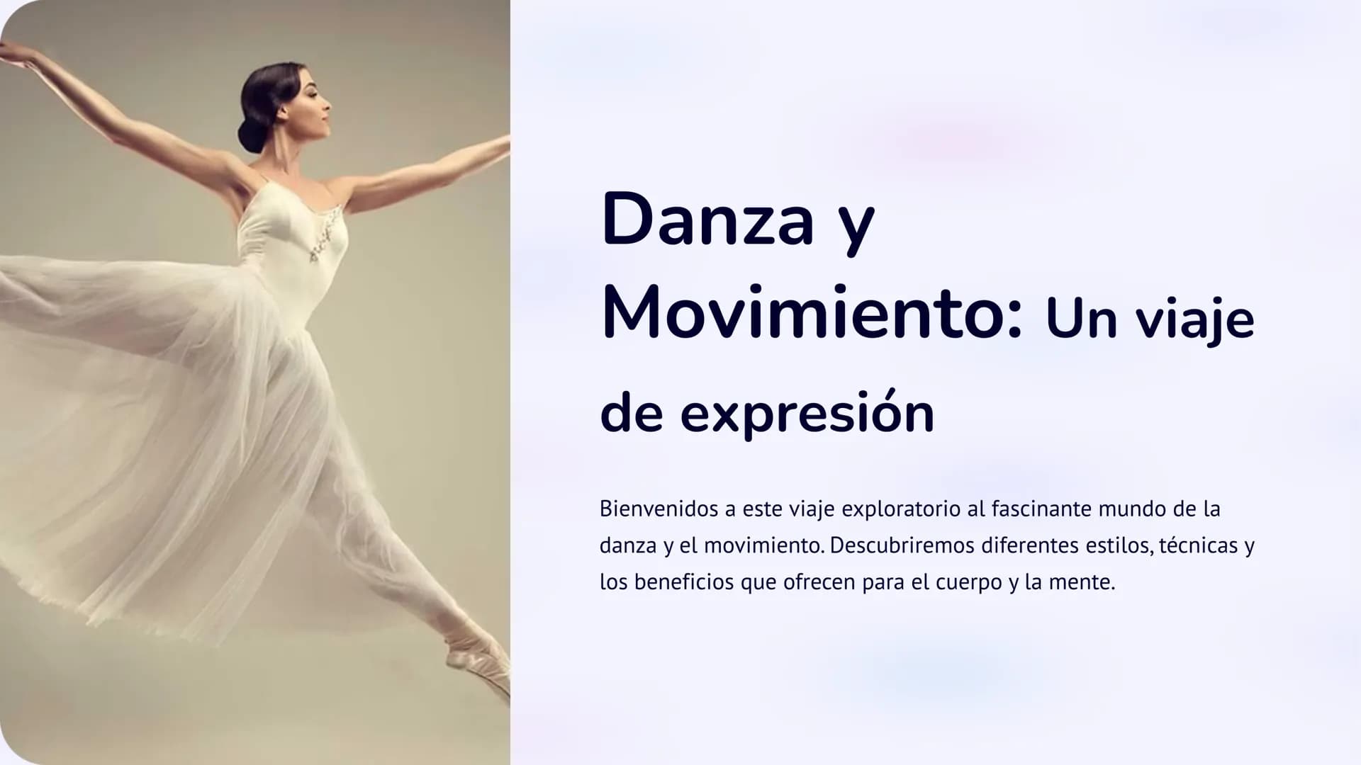 Danza y
Movimiento: Un viaje
de expresión
Bienvenidos a este viaje exploratorio al fascinante mundo de la
danza y el movimiento. Descubrirem