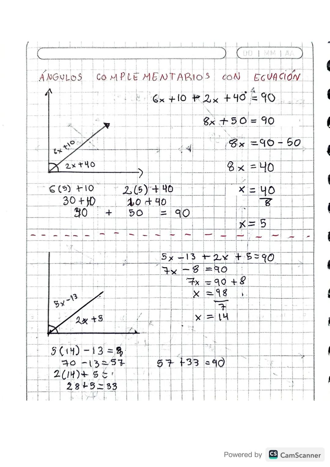 angulos con ecuaciones