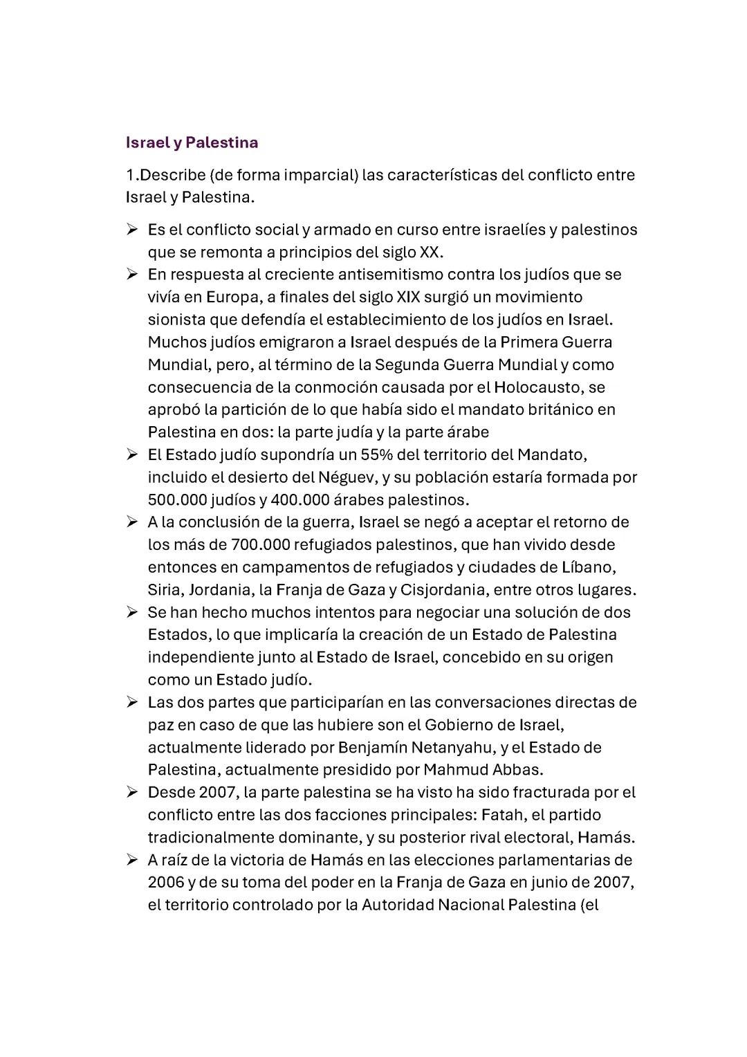 Israel y Palestina: Historia, Conflictos y Geografía