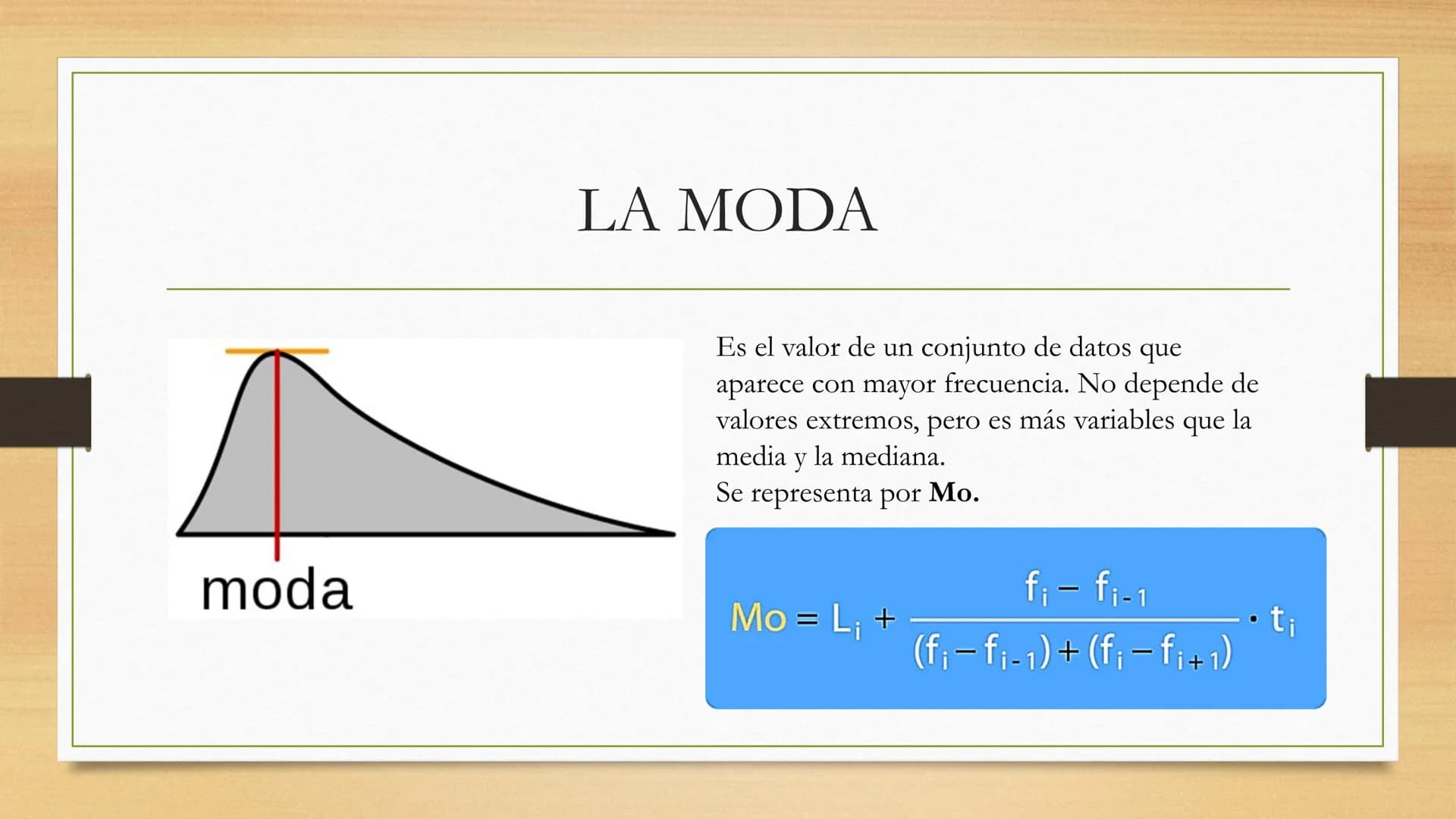 MEDIDAS
ESTADÍSTICAS MEDIDAS ESTADÍSTICAS
Son valores representativos de una colección de datos, que
resumen en unos pocos valores la inform