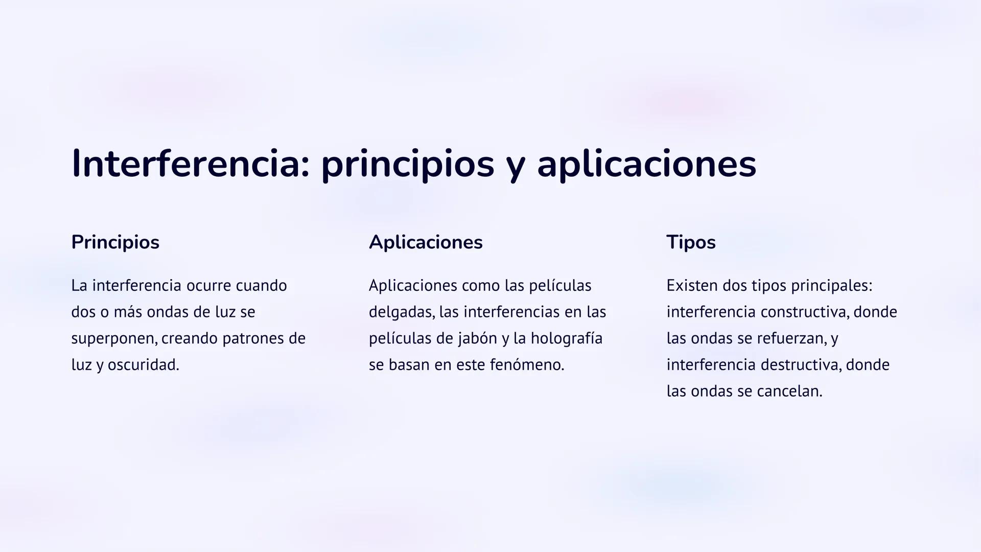 # la óptica física

La óptica física estudia el comportamiento de la luz como una onda.
Esta rama de la física abarca fenómenos como la inte