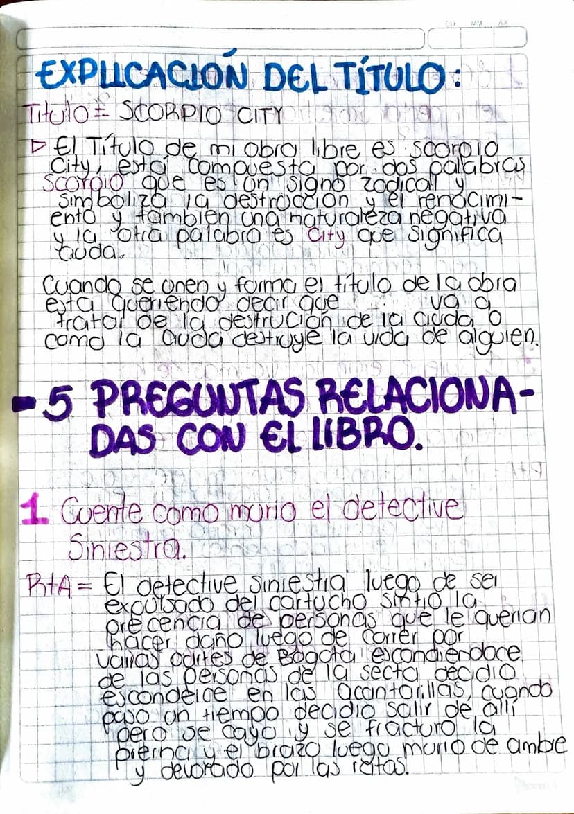 AA
EXPLICACION DEL TÍTULO:
Titulo = SCORPIO CITY
▷ El Título de mi obra libre es scorpio
City, está
está compuesta por dos palabras
Scorpio 