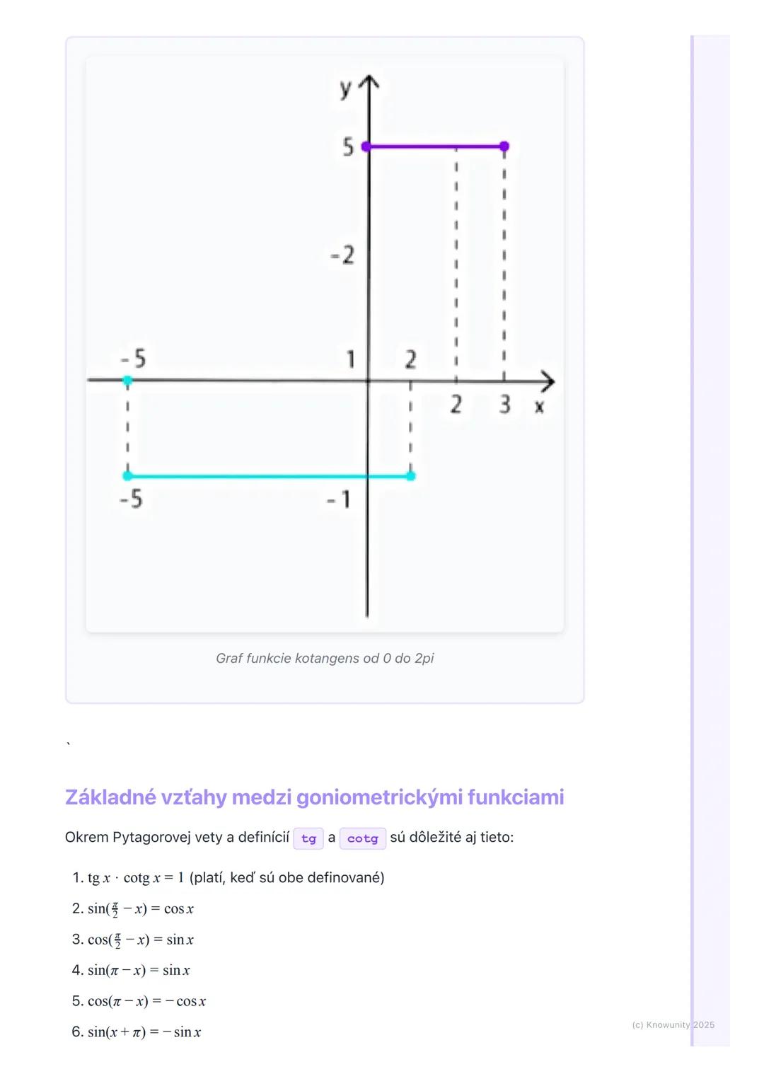 # Goniometrické funkcie

1. Prehľad a úvod

Goniometrické funkcie sú super dôležitá časť matematiky, ktorá sa zaoberá
vzťahmi medzi uhlami a