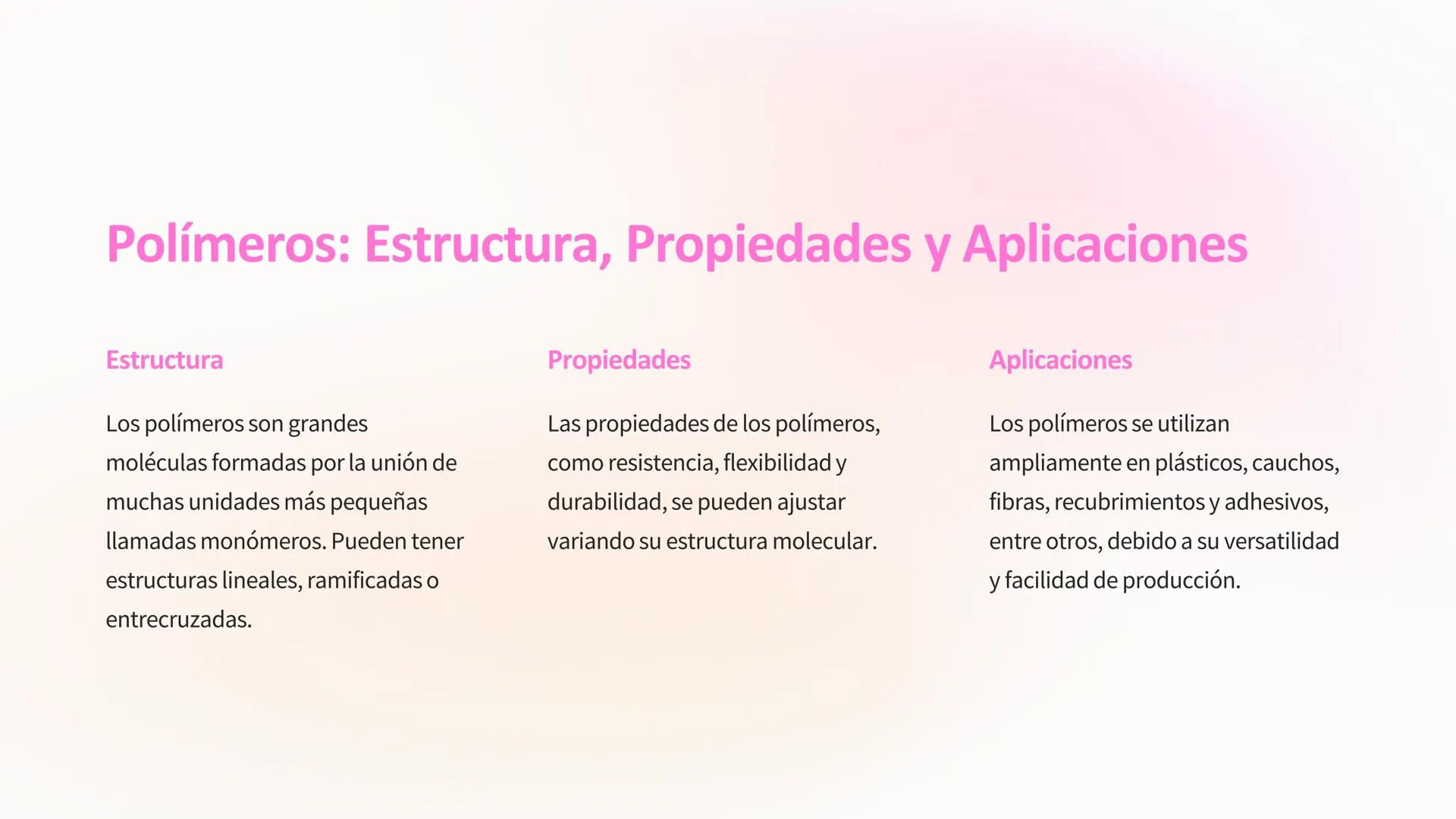 -100
80
60
40
Química de los
Materiales
Esta presentación brindará una introducción general a los principales
tipos de materiales estudiados