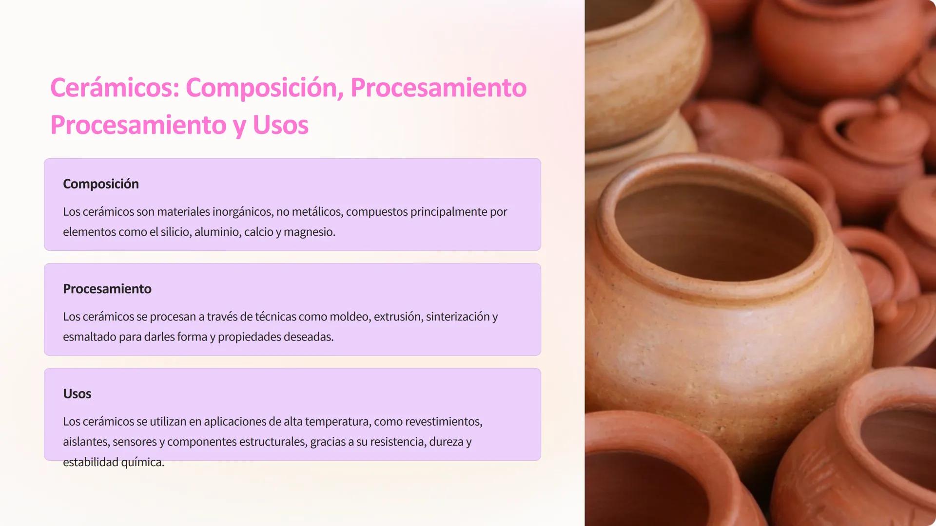 -100
80
60
40
Química de los
Materiales
Esta presentación brindará una introducción general a los principales
tipos de materiales estudiados