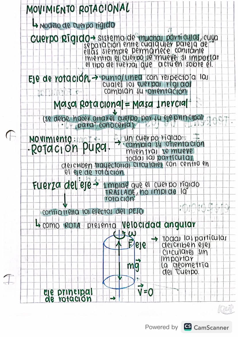 MOVIMIENTO ROTACIONAL
↳ Modelo de cuerpo rígido
Cuerpo Rigido sistema de muchaj partículas, cuya
separación entre cualquier pareja de
ellas 
