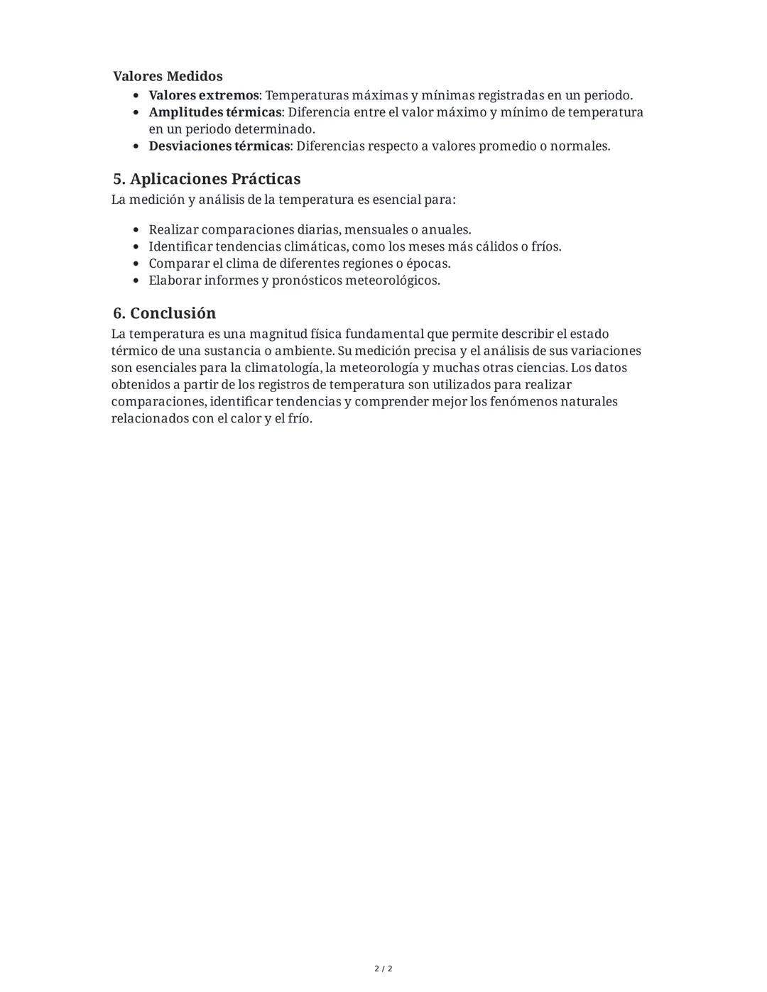 Resumen del texto sobre Temperatura y su Medición
1. Concepto de Temperatura
La temperatura es definida como la propiedad térmica de una sus