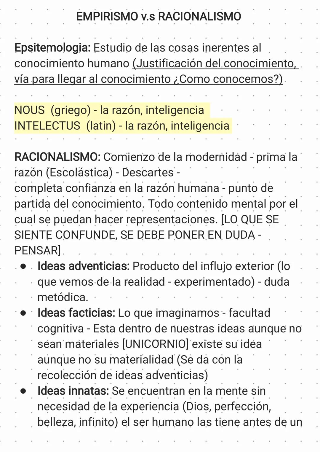 # EMPIRISMO v.s RACIONALISMO

Epsitemologia: Estudio de las cosas inerentes al
conocimiento humano (Justificación del conocimiento,
vía para