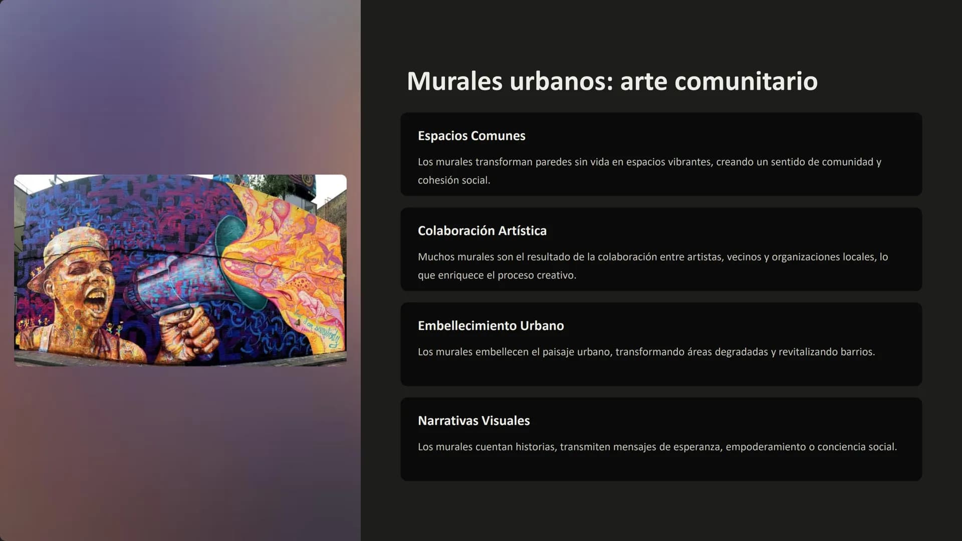 Arte callejero: un
lienzo urbano
El arte callejero, una expresión artística que trasciende las galerías
tradicionales y se adueña de las cal