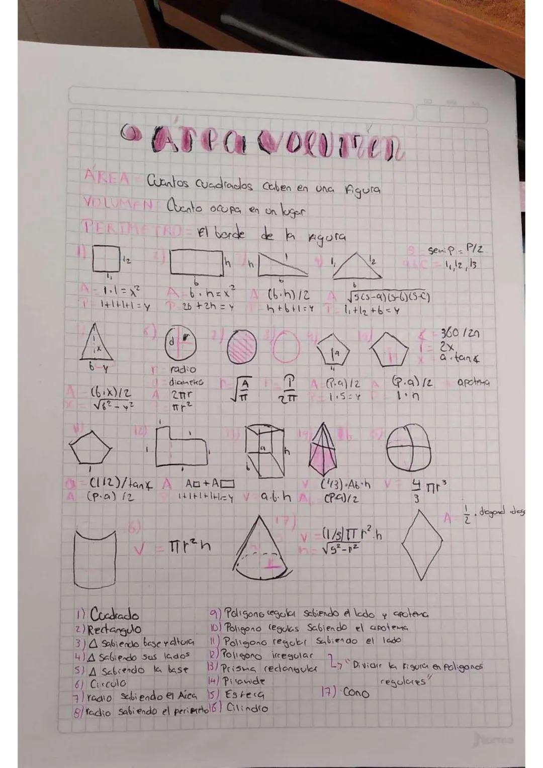 ÁREA, PERIMETRO Y VOLUMEN