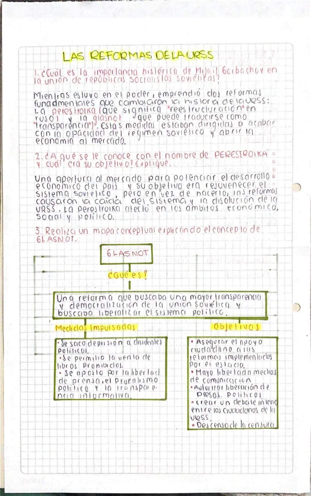 # LAS REFORMAS DE LA URSS
1. ¿Cuál es la importancia histórica de Mijail Gorbachov en
la unión de repúblicas socialistas sovielitas?

Mientr
