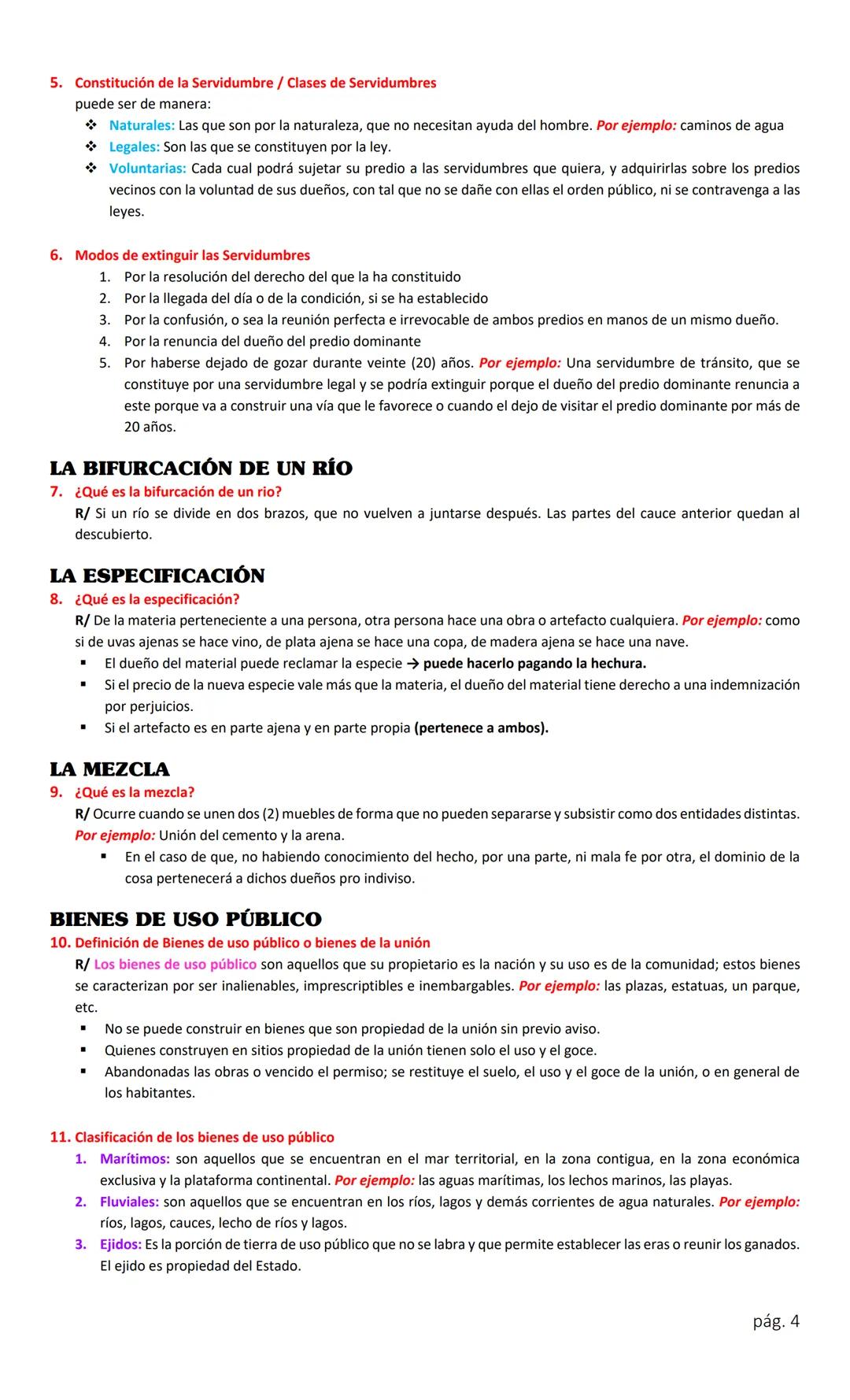 LA POSESIÓN.
LA SERVIDUMBRE.
LA BIFURCACIÓN DE UN RÍO
LA ESPECIFICACIÓN
LA MEZCLA
BIENES DE USO PÚBLICO..
COSA.
BIENES
1. MUEBLES.
2. INMUEB