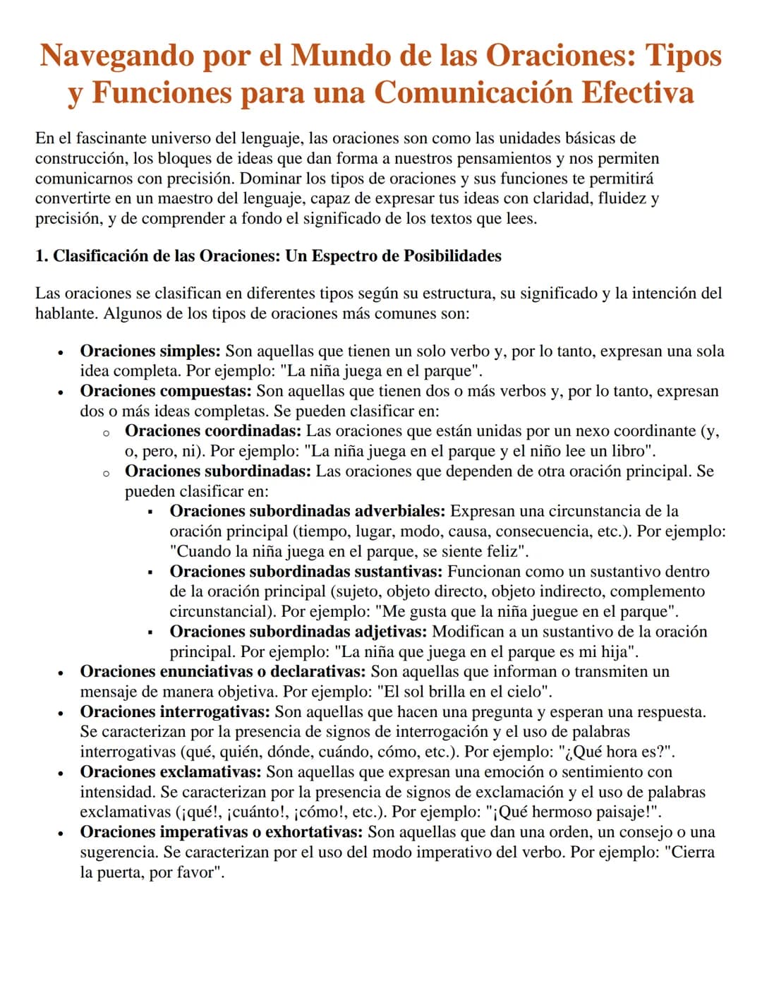 Navegando por el Mundo de las Oraciones: Tipos
y Funciones para una Comunicación Efectiva
En el fascinante universo del lenguaje, las oracio