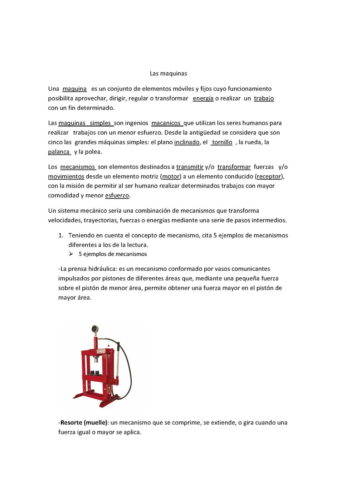 Tipos de Máquinas y sus Mecanismos