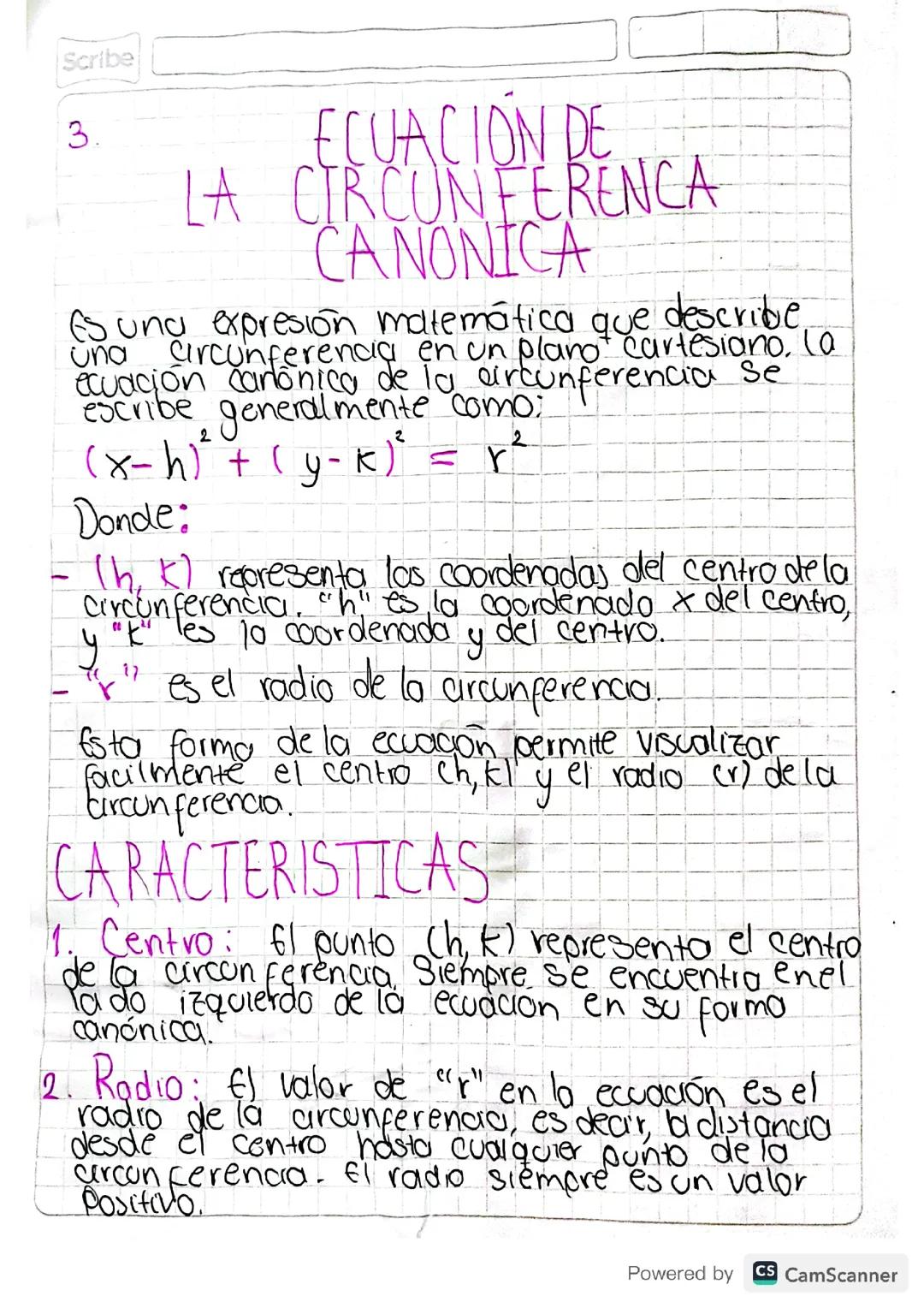 ECUACION DE LA CIRCUNFERENCIA CANONICA