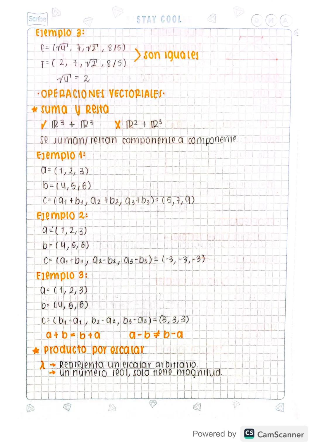 geometria vectorial
EL CONJUNTO R" sea n un entero positivo. El conjunto de
todos los vectores de tamaño 1∙n con entradas
reales se denomina