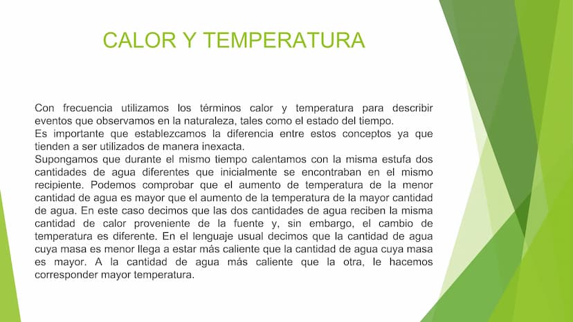CALOR Y TEMPERATURA CALOR Y TEMPERATURA
Con frecuencia utilizamos los términos calor y temperatura para describir
eventos que observamos en 