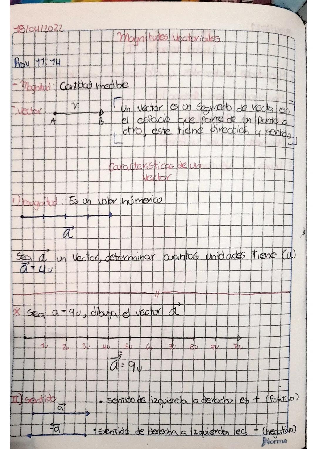 Magnitudes vectoriales y operaciones entre vectores