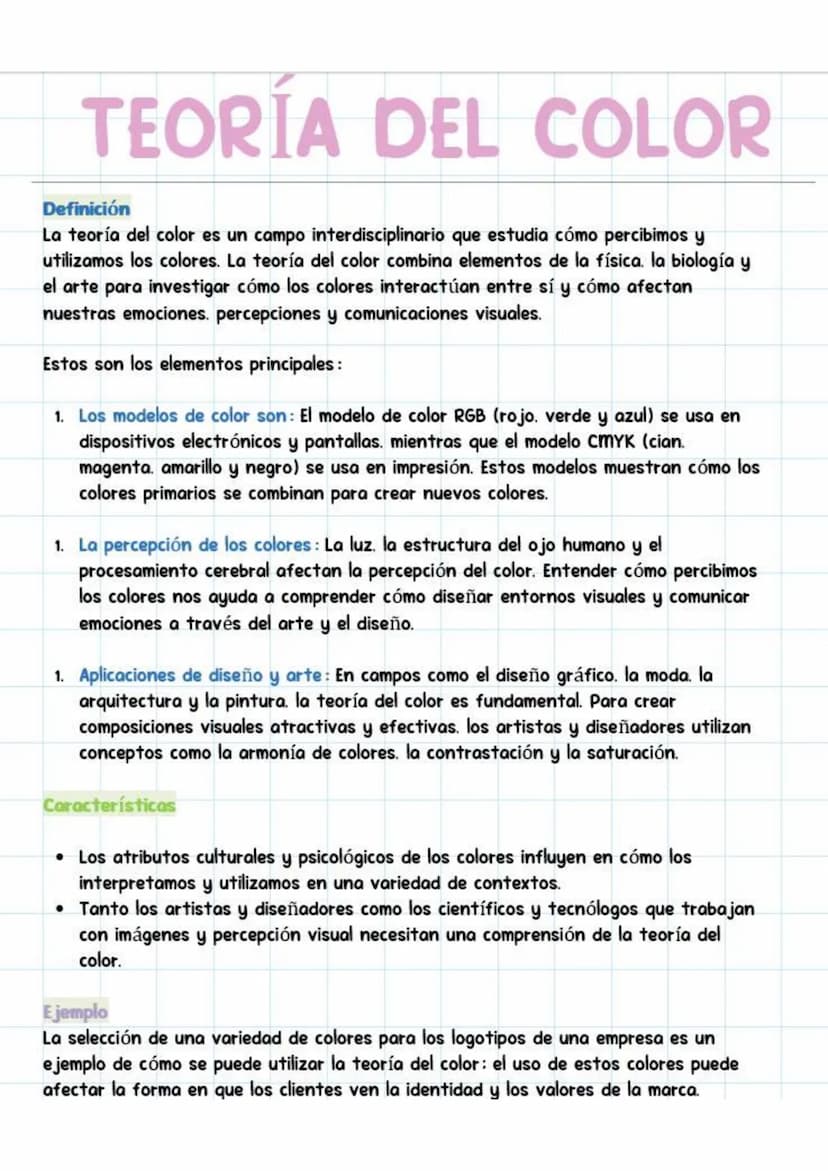 TEORÍA DEL COLOR
Definición
La teoría del color es un campo interdisciplinario que estudia cómo percibimos y
utilizamos los colores. La teor