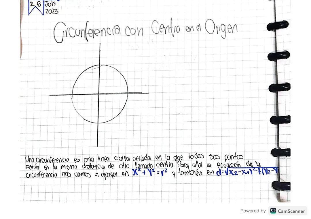 Circunferencia con centro en el origen y fuera del origen