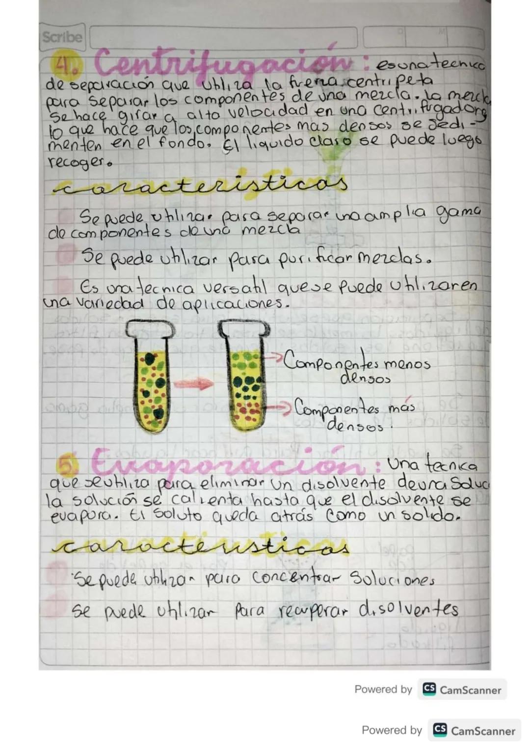 Scribe

4. Centrifugacion couna tecnico
de separación que ubliza la frema centripeta
para separar los componentes de una mezcla. la merck
se