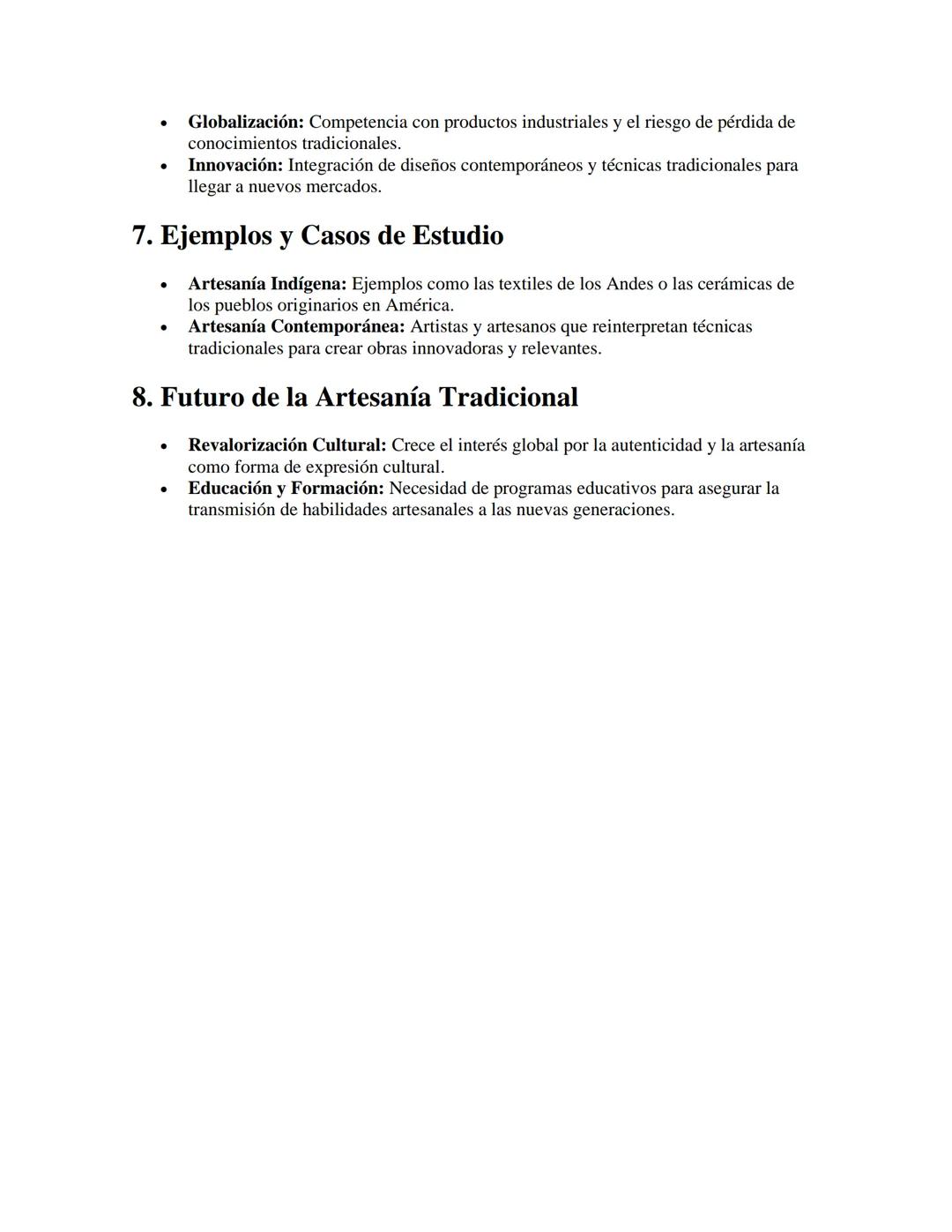 Artesanía Tradicional
APUNTES//
1. Definición y Características
•
•
Definición: La artesanía tradicional se refiere a la producción de objet