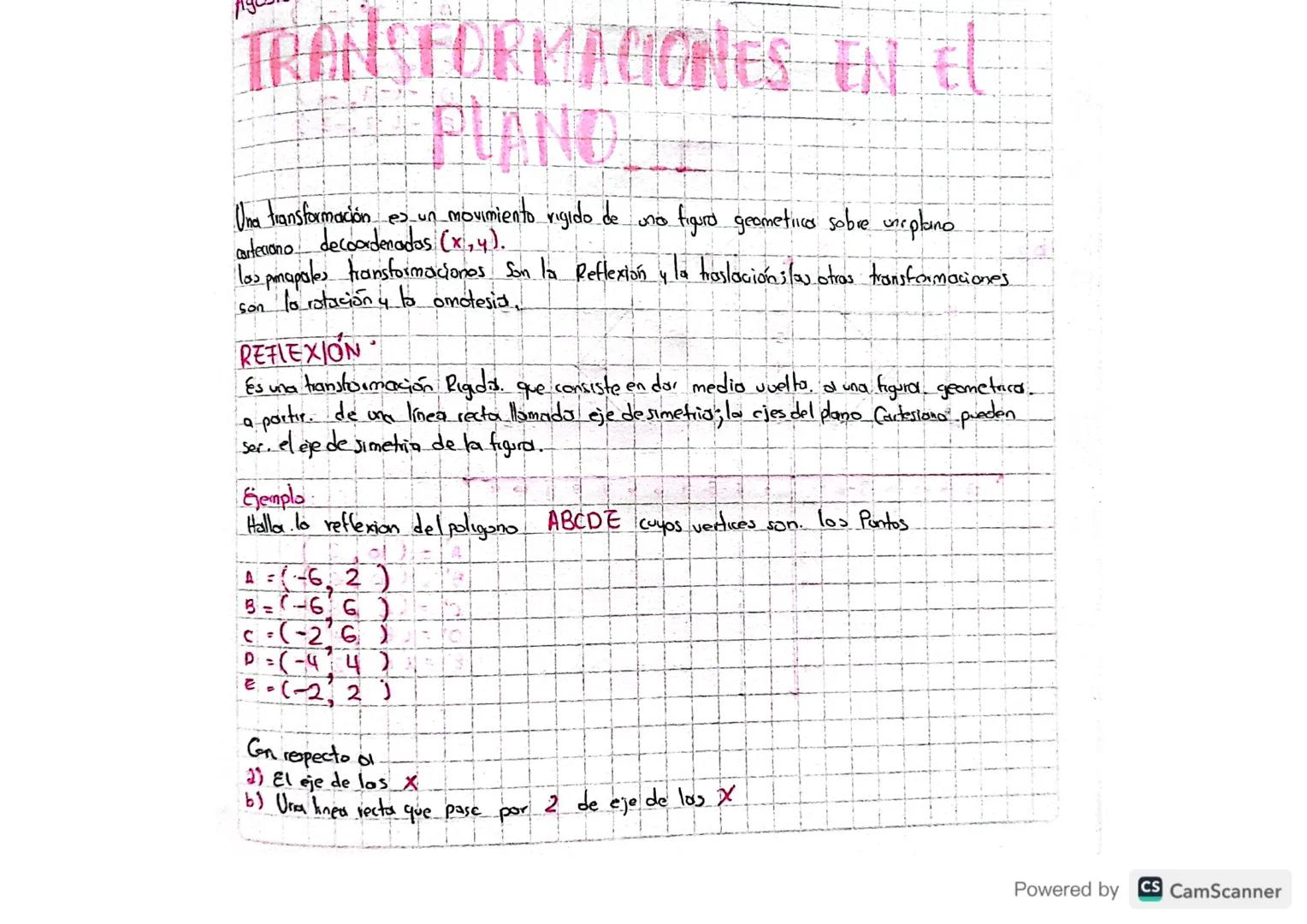 TRANSFORMACIONES IN EL
PLANO
Una transformación es un movimiento vigido de
carteriono decoordenados (x,y).
no.
figurd geometrica sobre une p