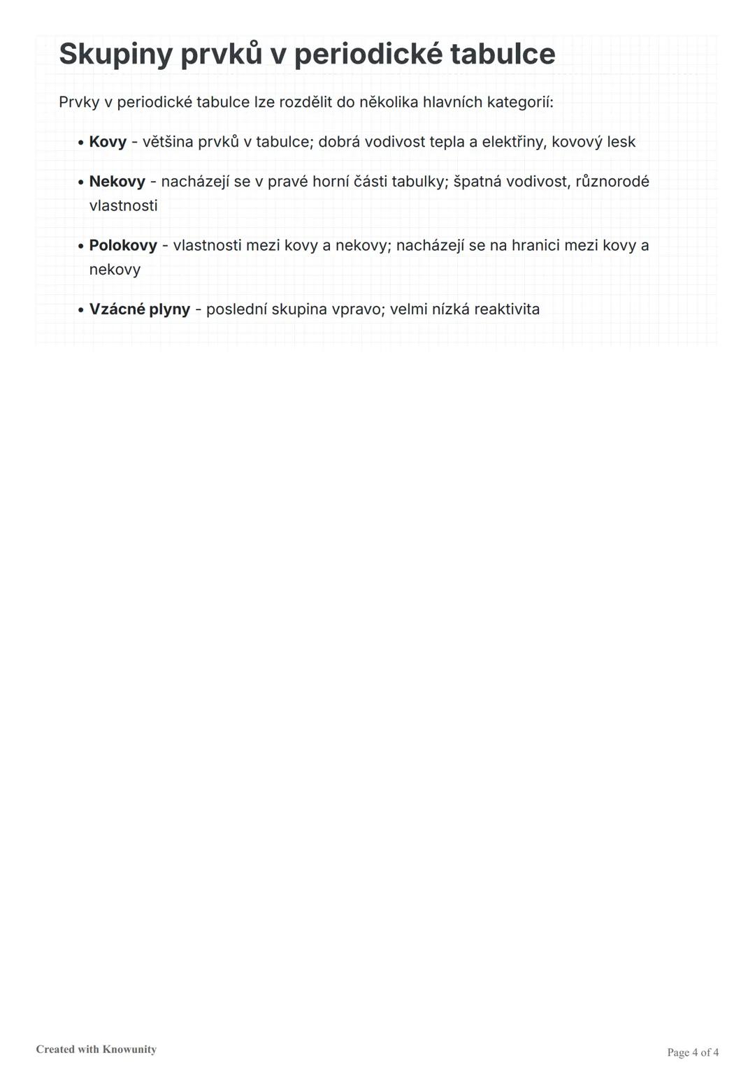 Periodická tabulka prvků
Přehled periodické tabulky prvků, její struktury a základních informací o chemických
prvcích.
Periodická tabulka pr