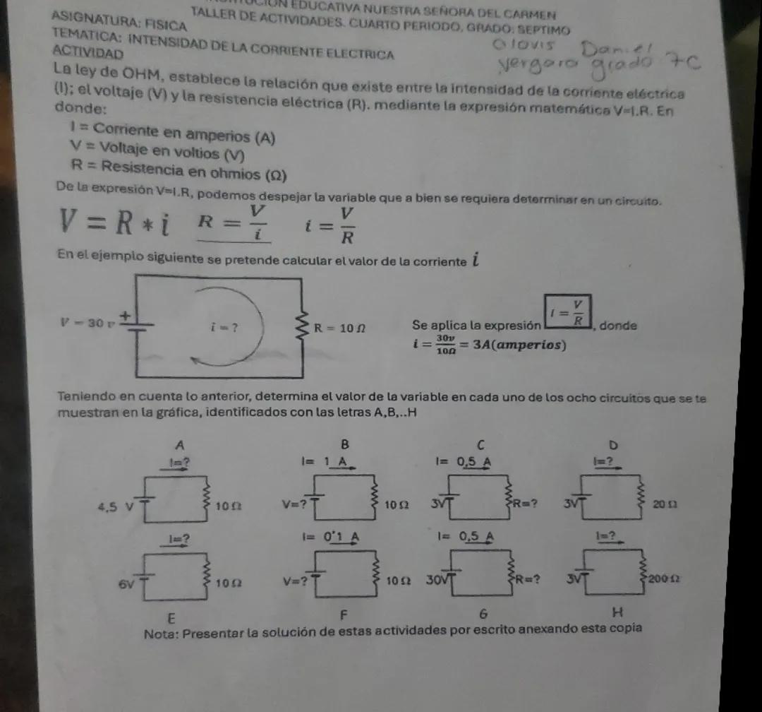 El circuito eléctrico y la ley de Ohm