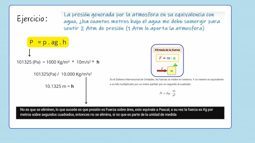 Física
PRESIÓN
ATMOSFÉRICA Upward pressure
¿QUE ES PRESIÓN?
Es la magnitud que mide la distribución de la
fuerza a través de un área determi