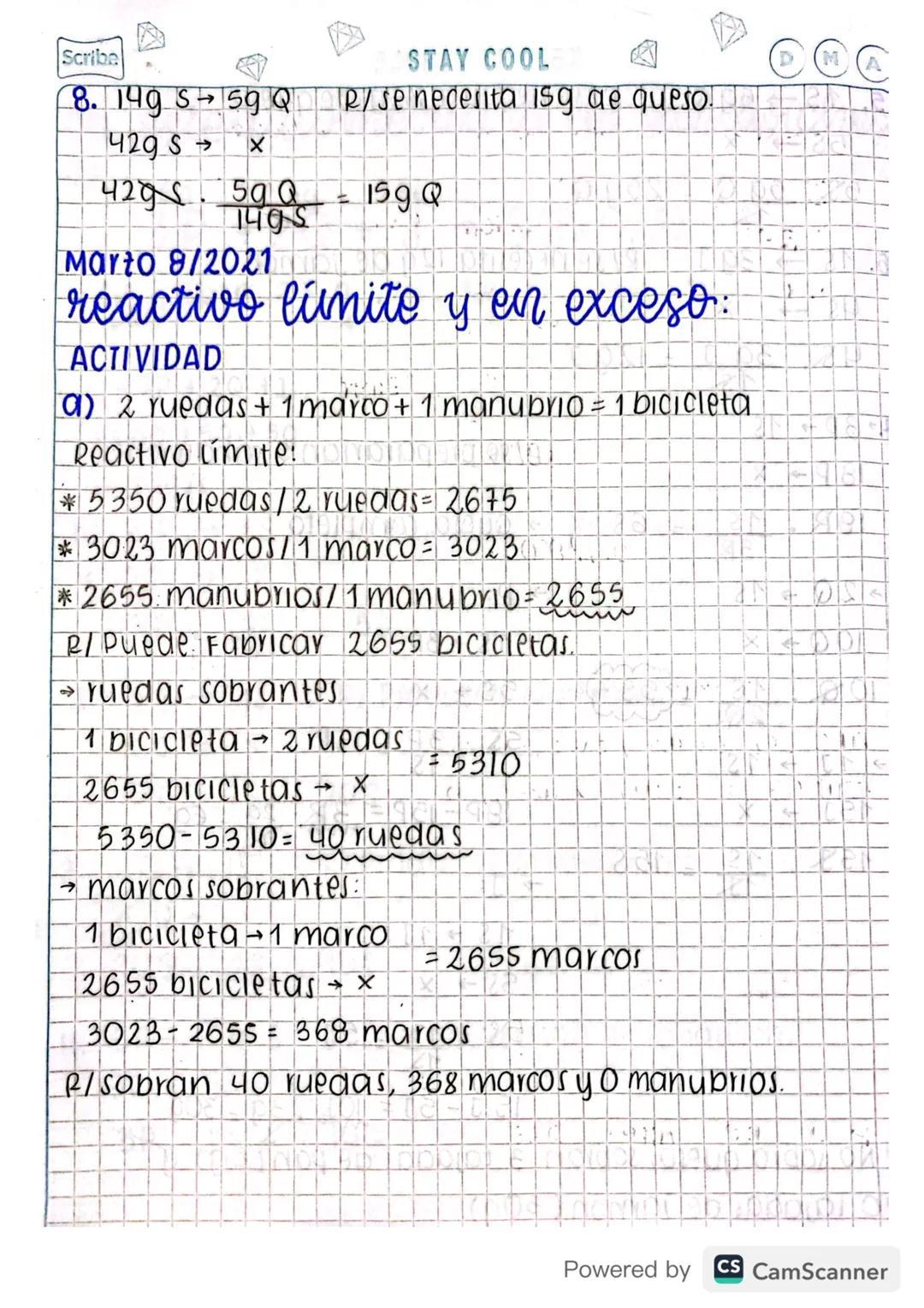 Química Grado 11: Comprender Reactivo Límite y Reactivo en Exceso