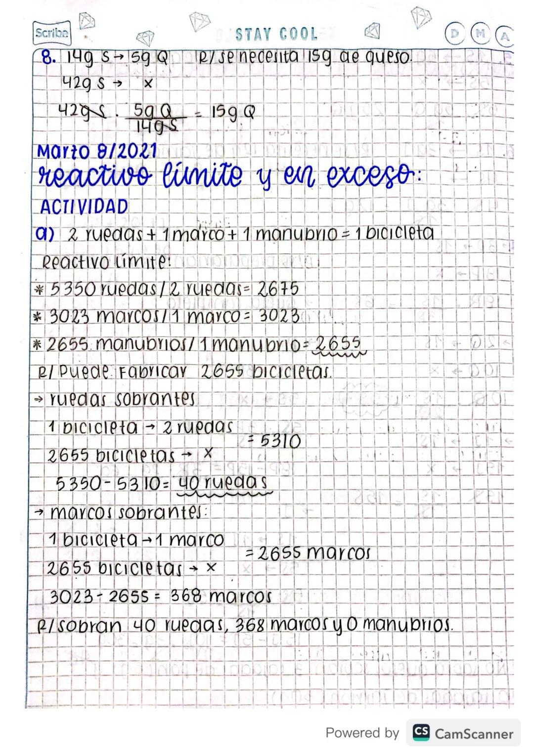 Scribe
☑
8. 149 s→ 59 Q
429 S→
4295
59 Q
STAY COOL
R/ se necesita isg de queso.
59 Q 159 Q
149S
Marto 9/2021
土
reactivo lumite y en exceso:
