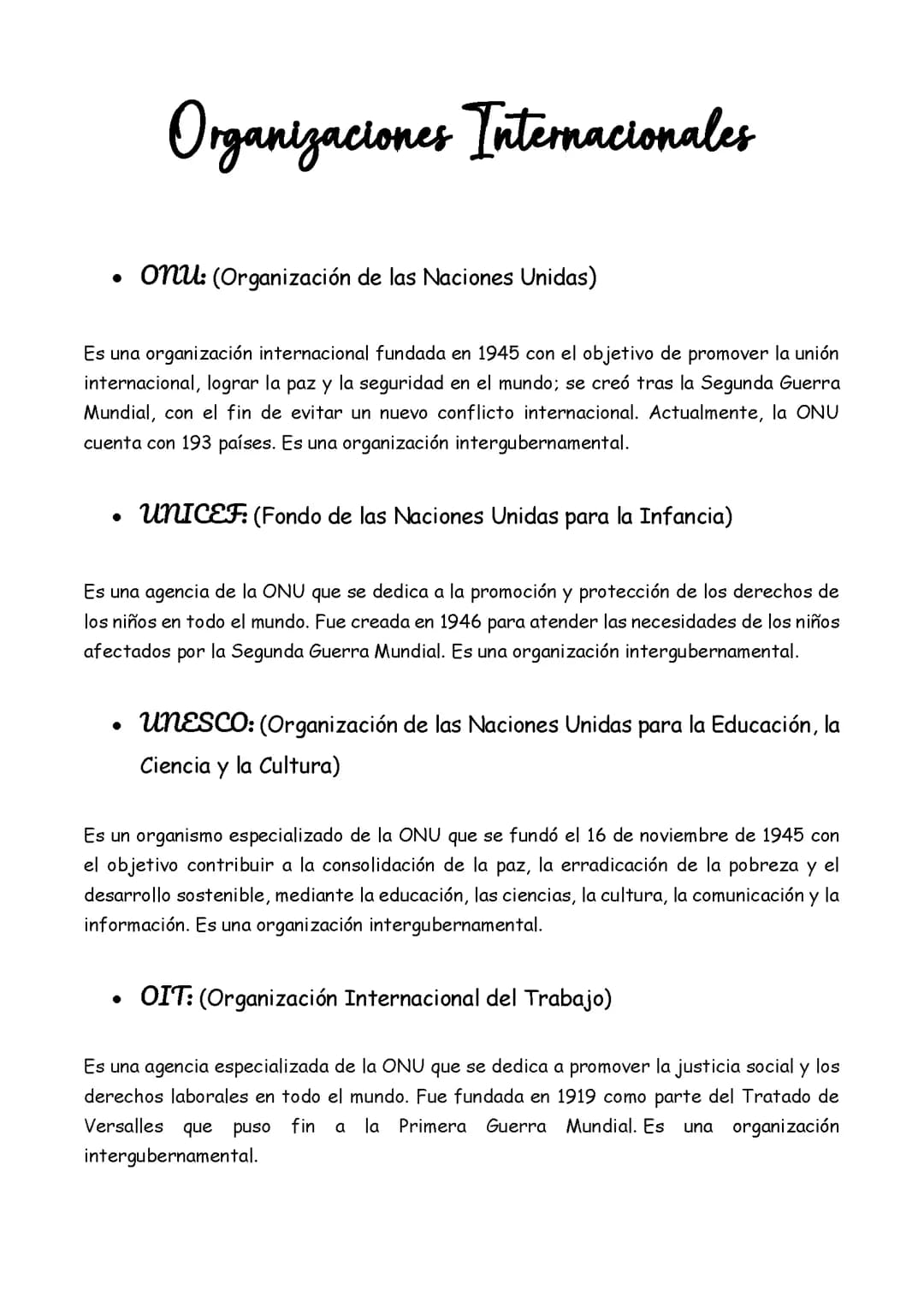 Organizaciones internacionales 