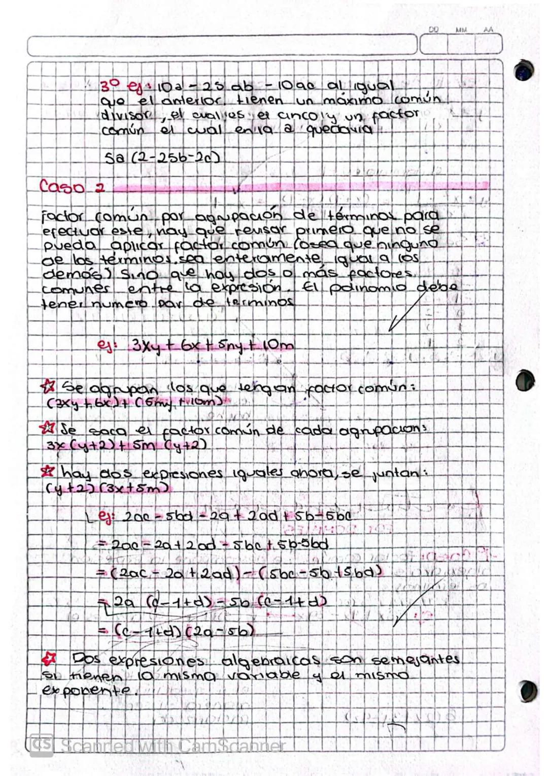 factorización

1° Caso: foctor común - se descompone la expresión
algebraca si nay una expresión presente en todos
los terminos.

ej: $58x+4