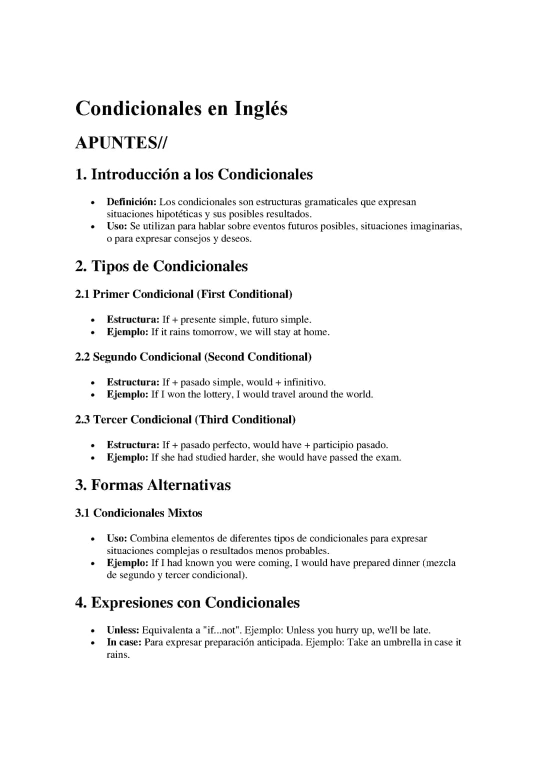 Condicionales en Inglés