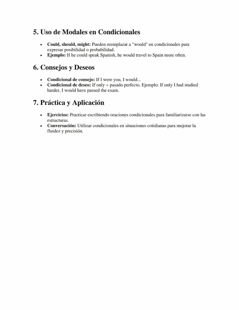 Condicionales en Inglés
APUNTES//
1. Introducción a los Condicionales
•
Definición: Los condicionales son estructuras gramaticales que expre
