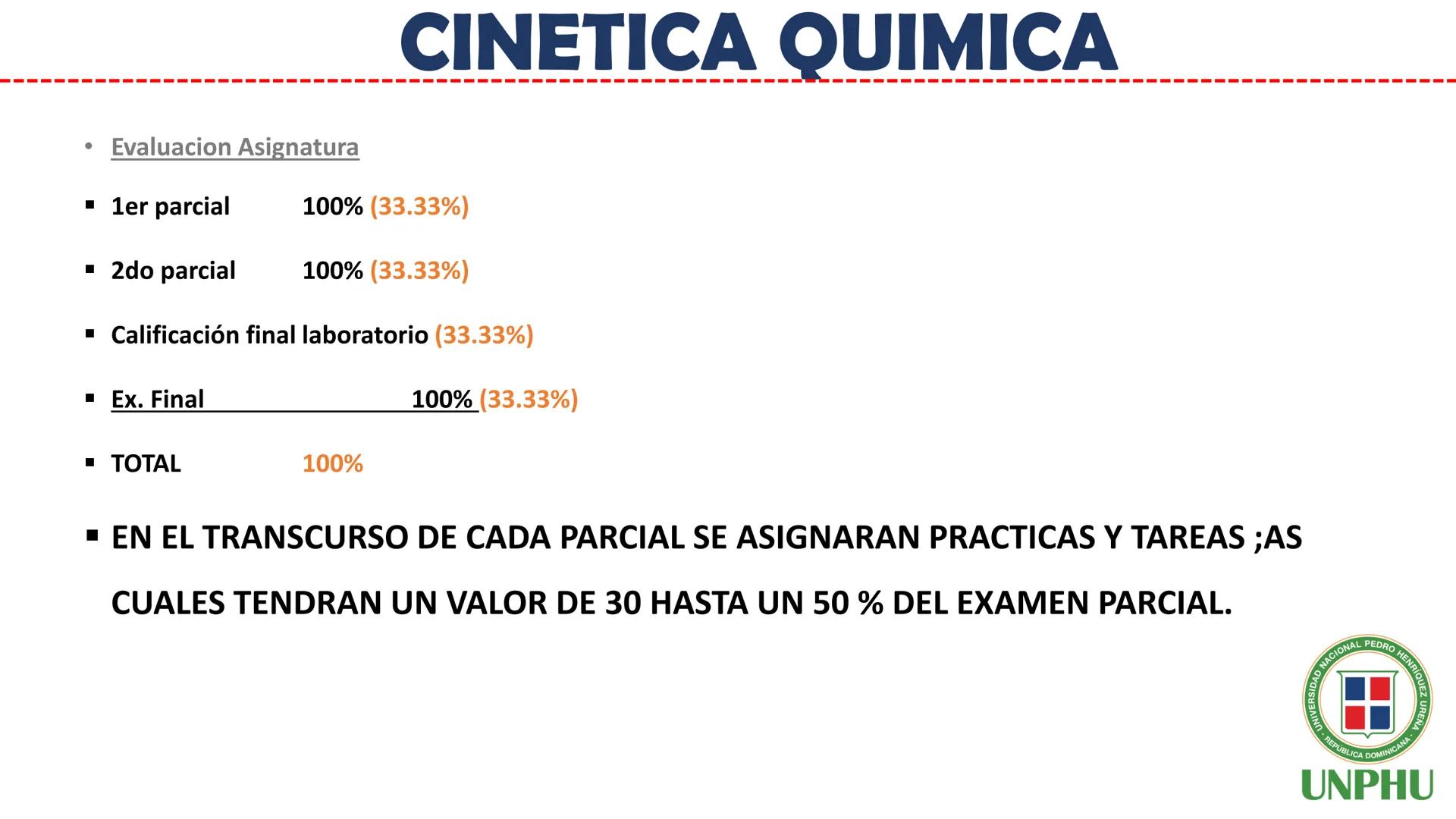# Química General II (QUI-112)

# CINETICA QUIMICA

Facilitador: Ing. Maribel Espinosa

NIVERSIDAD NACIONAL PEDRO HENRIQUEZ URENA

REPÚBLICA