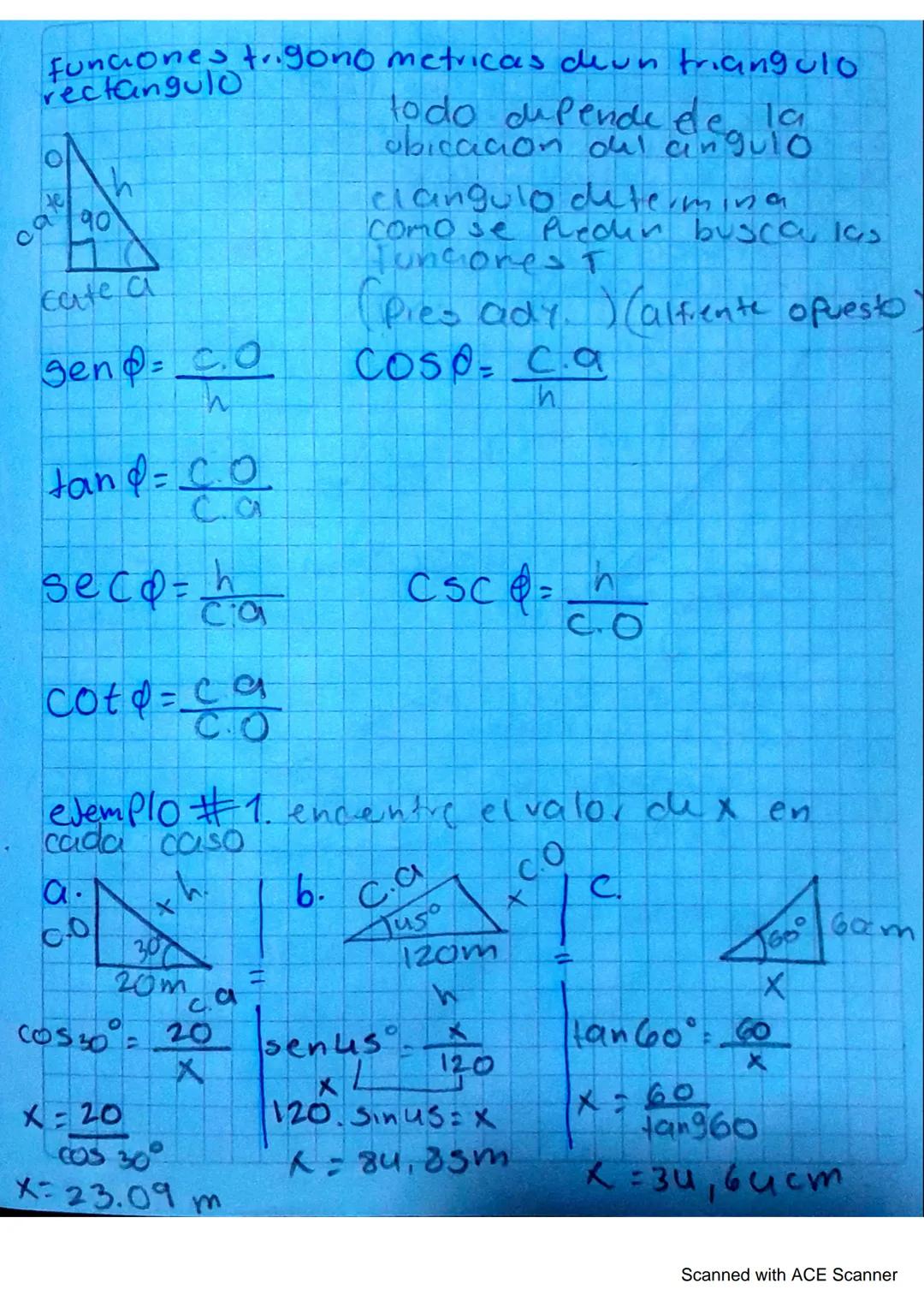 # Funciones trigono metricas deun triangulo

todo depende de la
ubicacion del angulo

clangulo determina
Como se preden busca las
funciones 