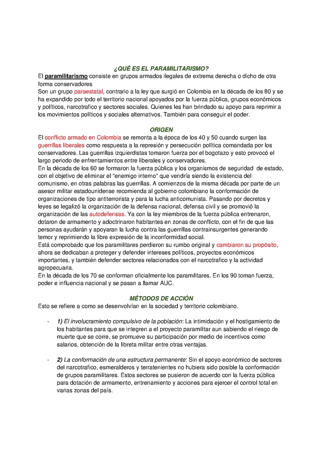 Paramilitarismo en Colombia 