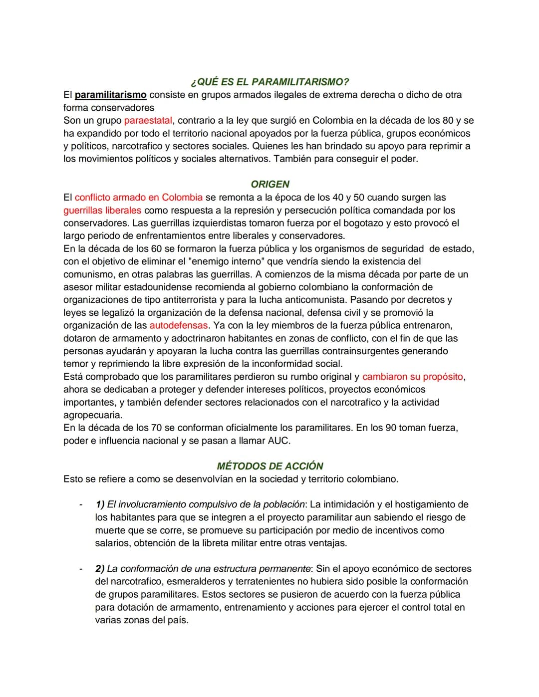 ¿QUÉ ES EL PARAMILITARISMO?
El paramilitarismo consiste en grupos armados ilegales de extrema derecha o dicho de otra
forma conservadores
So