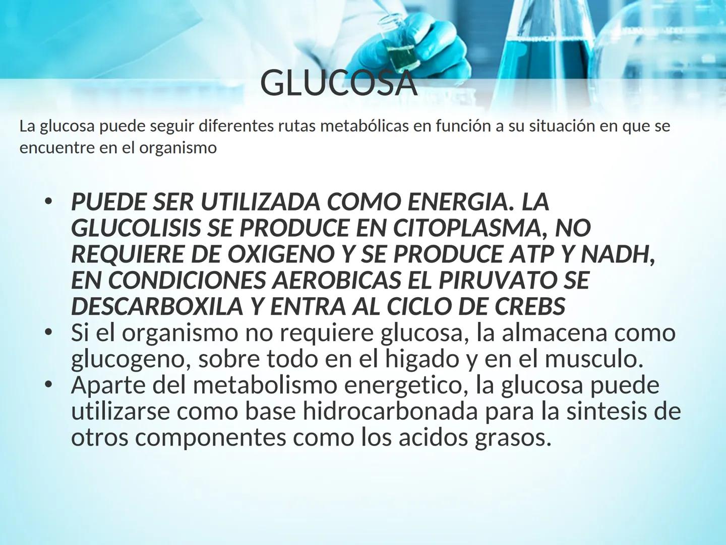 METABOLISMO DE LA
GLUCOSA

ROY FERNANDO ZAMBRANA POMA
BIOQUIMICO (MENCION EN BIOQUIMICA
CLINICA)
CATEDRA DE BIOQUIMICA

LA PAZ, BOLIVIA # GL