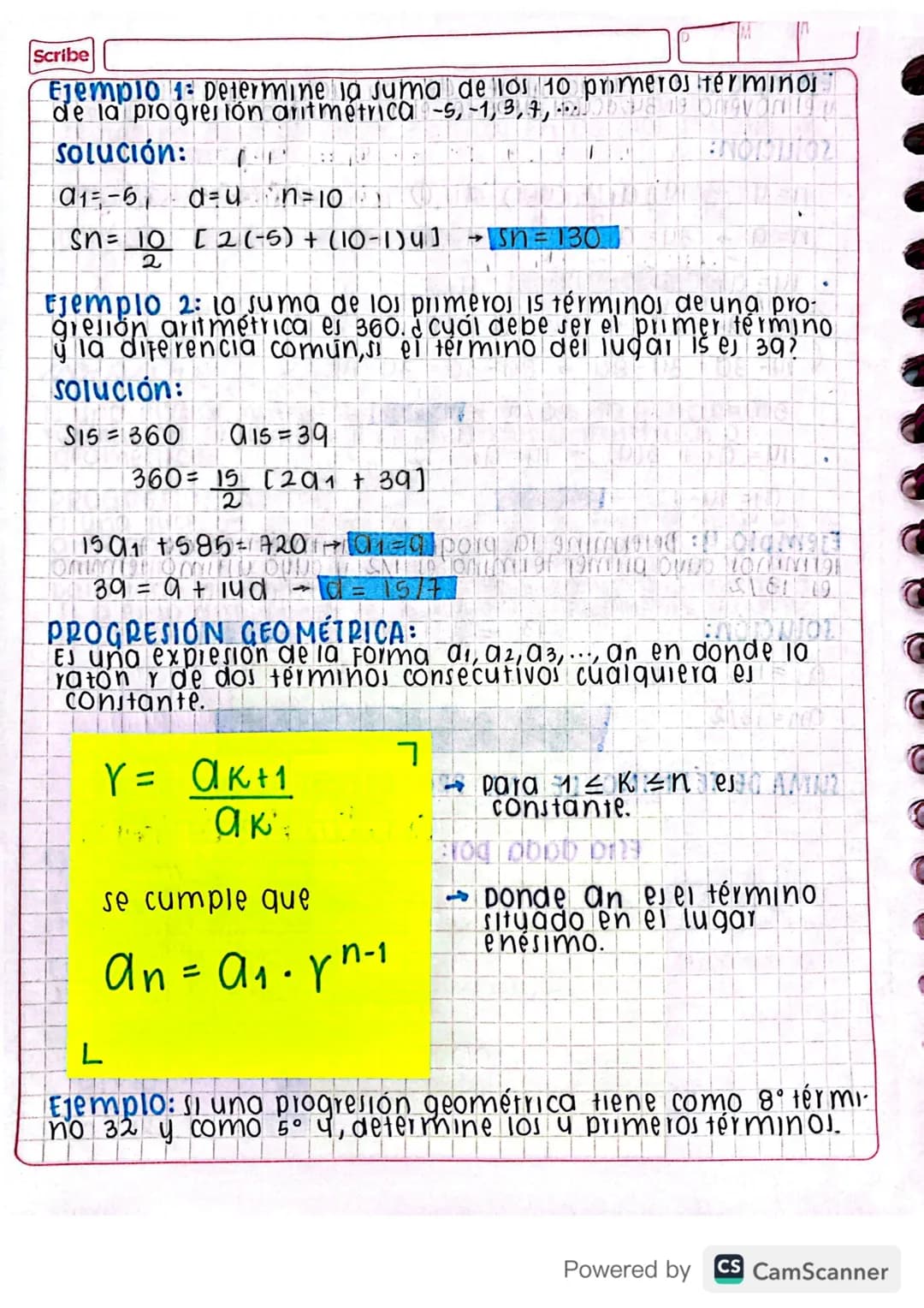 progresiones:
Es una lista de números que siguen una ley general dev
Formación según esa ley pueden ser aritmetricas o
geometricas.
PROGRESI