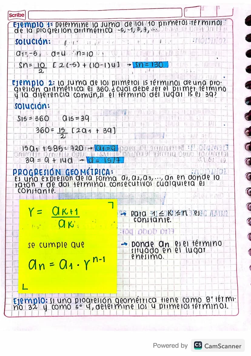 progresiones:
Es una lista de números que siguen una ley general dev
Formación según esa ley pueden ser aritmetricas o
geometricas.
PROGRESI