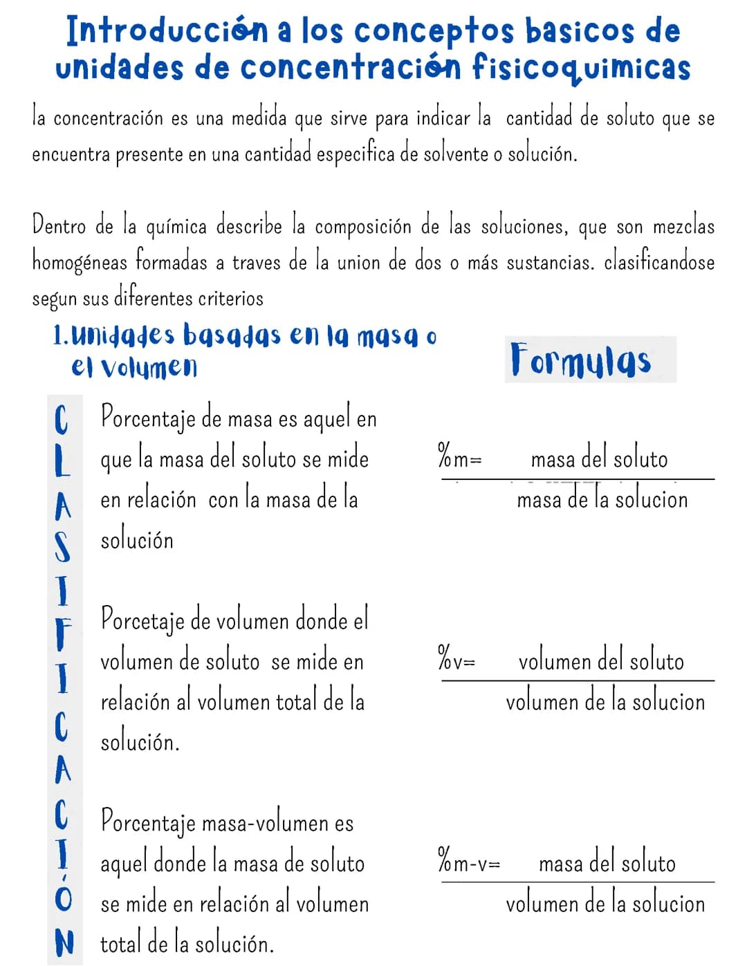 Introducción a las unidades de concentración fisicas y quimicas