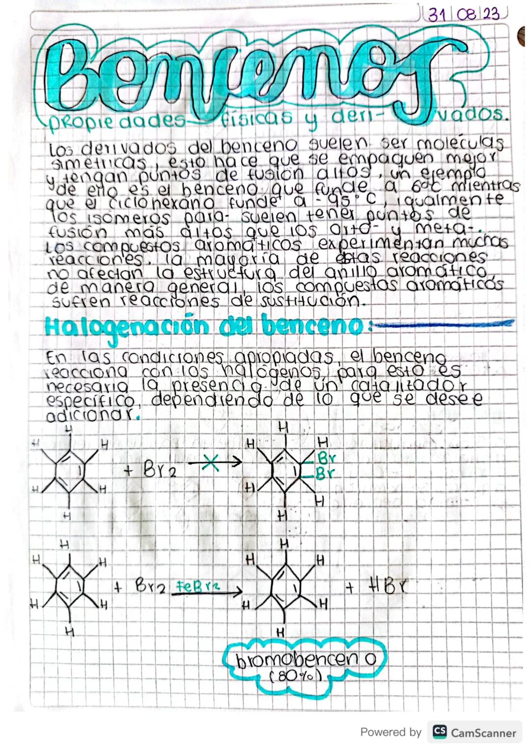 31 0823)
Bonjenos
propie dades
físicas
fisicas y deri-
vados.
Los derivados del benceno suelen ser moleculas
simetricas esto hace que se emp
