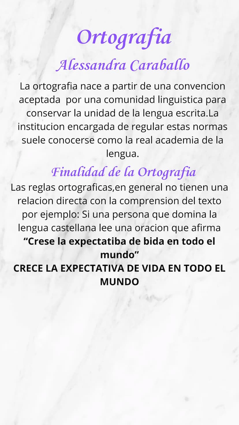 Ortografia
Alessandra Caraballo
La ortografia nace a partir de una convencion
aceptada por una comunidad linguistica para
conservar la unida