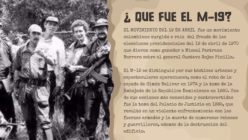 ÍNDICE
1 ¿que fue el M-19?
20
¿como lo consideraron
sus creadores?
3 ¿cómo surgió?
4
¿ cuales fueron las
principales figuras
del M-19?
10
5
