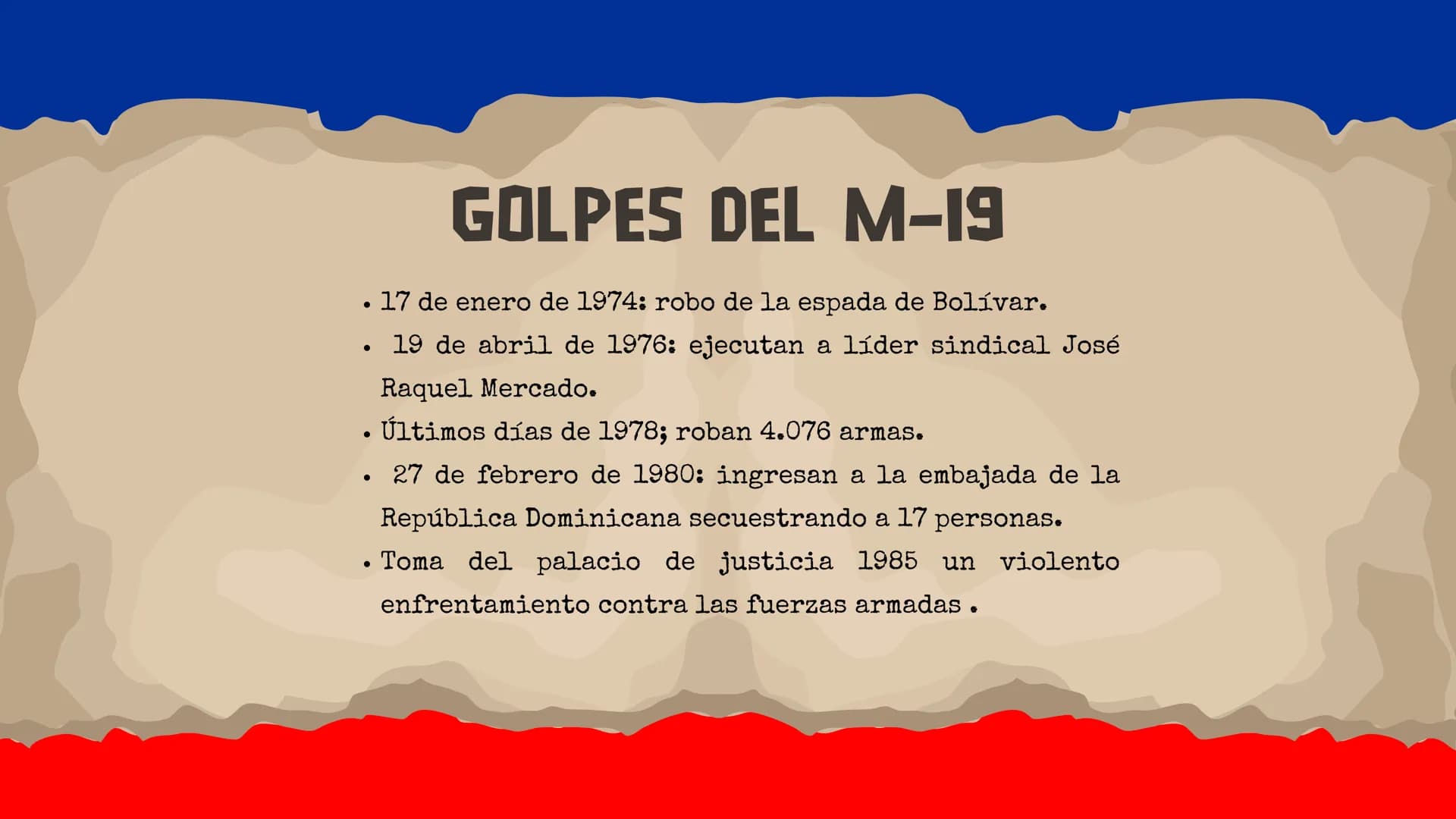 ÍNDICE
1 ¿que fue el M-19?
20
¿como lo consideraron
sus creadores?
3 ¿cómo surgió?
4
¿ cuales fueron las
principales figuras
del M-19?
10
5
